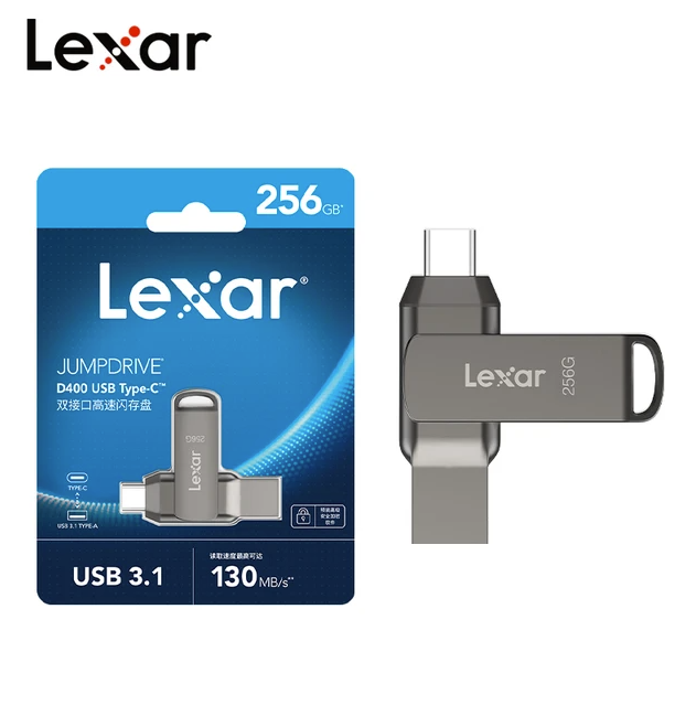 Lexar® 256GB JumpDrive® Dual Drive D400 USB 3.1 Type-C™