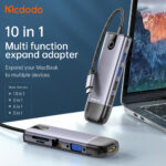 Mcdodo 10 in 1 USB-C HUB Docking Station ( HDMI, USB-A 2.0*2, USB-A 3.0*2, VGA USB-C (PD 100W), Gigabit LAN, SD/TF Card Slot）
