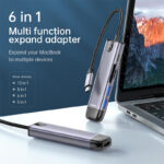 Mcdodo 6 in 1 USB-C HUB Docking Station ( HDMI, USB-A 3.0*2, USB-C(PD 100W),  SD/TF Card Slot）