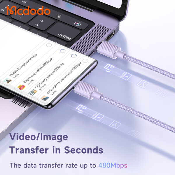 Mcdodo CA-3672 100W Type-C to Type-C Transparent Data Cable 1.2m - Image 5