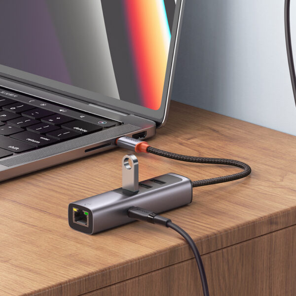Mcdodo HU-1110 5 in1 USB-C HUB ( USB3.0x3+PD100W+RJ45 ) - Image 5