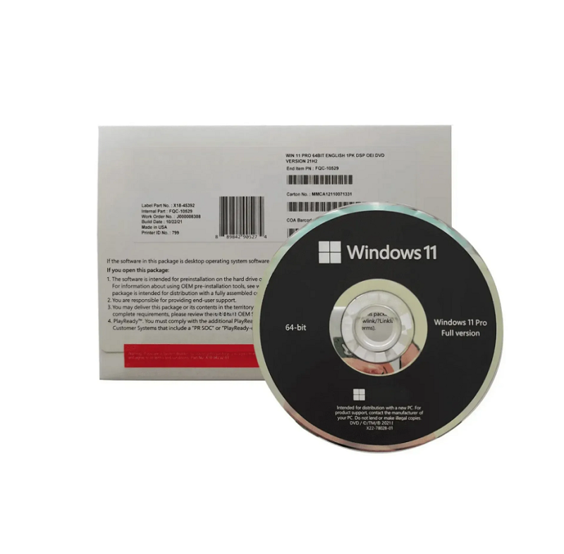 Microsoft Windows 11 Pro OEM 64Bit English Intl 1pk DSP OEI DVD 1PC FQC-10529