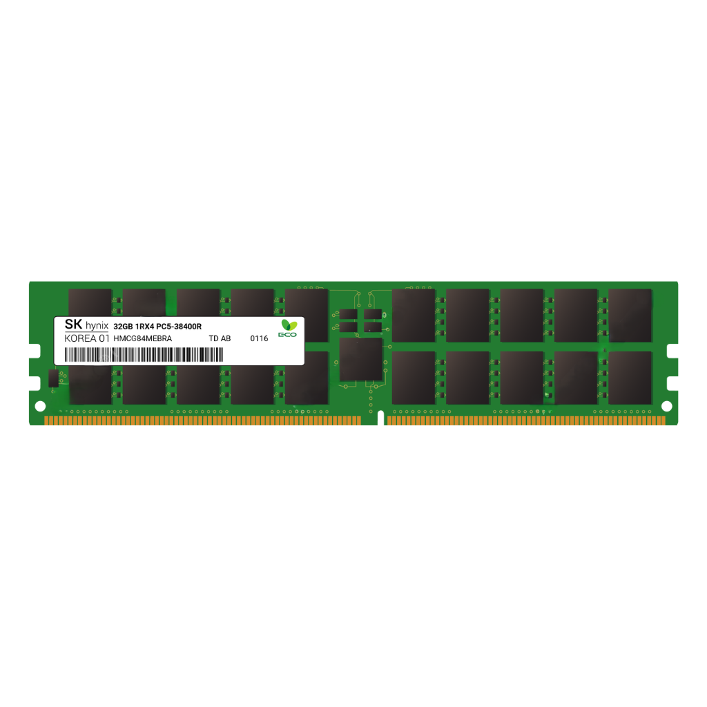 SK Hynix RAM 1x 32GB DDR5-4800MHz ECC RDIMM PC5-38400R CL40 1.1V HMCG84MEBRA